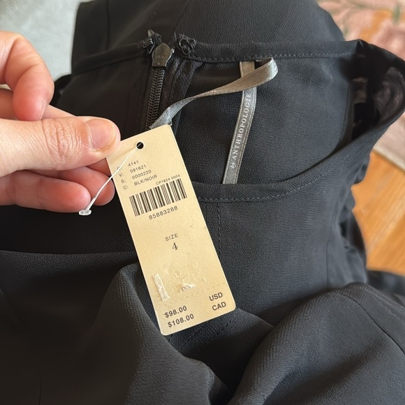 Anthropologie Modern Sheer Black Midi Dress Zip Back Size 4 - Picture 3 of 4